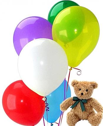 13 adet renkli u�an balon ve pelu� ay�c�k 