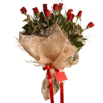 10 adet k�rm�z� g�lden g�rsel buket 