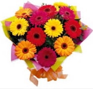 15 adet gerbera �i�e�inden buket 